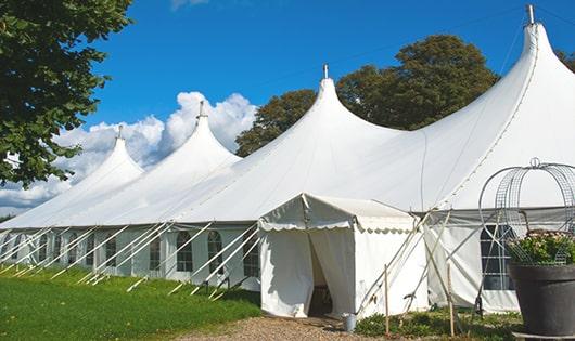 portable restrooms arranged for a special event, providing quick and easy access for attendees in Nuevo CA